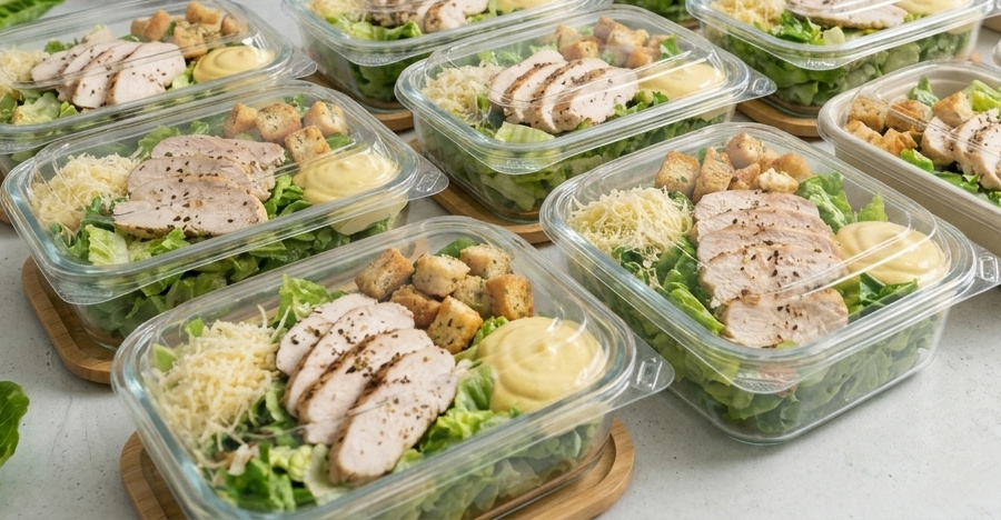 Viandas con pollo y ensalada